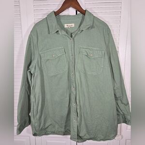Madewell Chore Shirt Jacket Long Sleeve Button Down Flap Pockets She Green Sz 2X